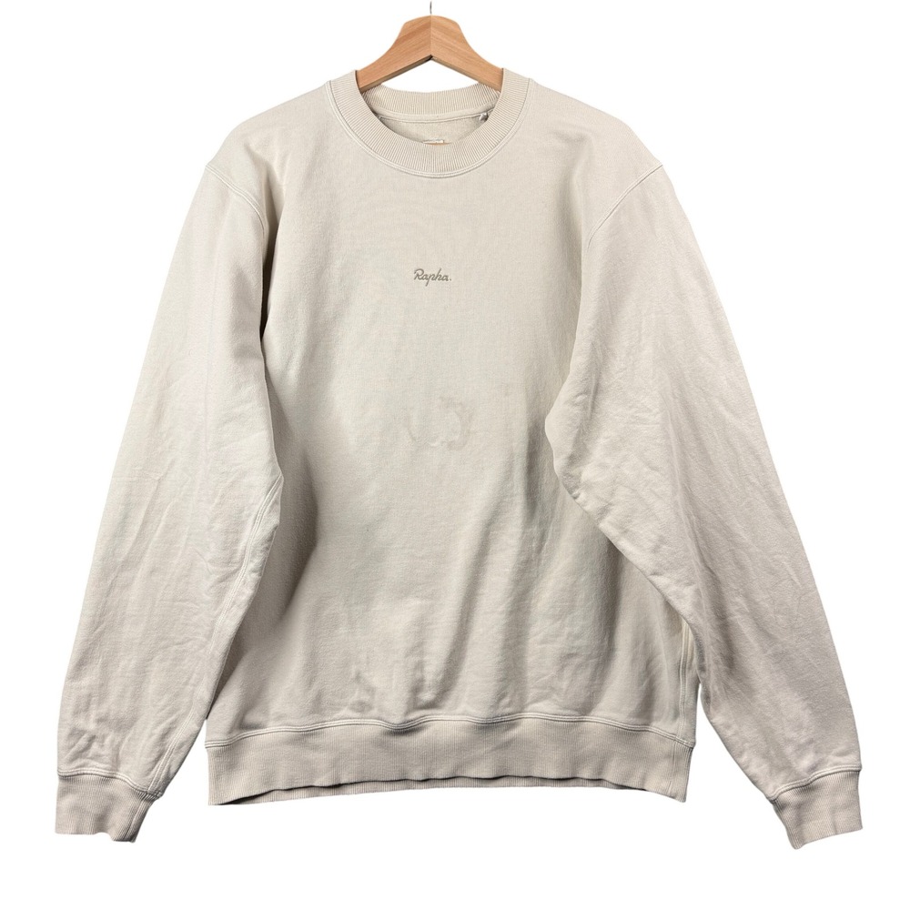 Rapha Mens Logo Crewneck Sweatshirt Off-White Cream Size Large Long Sleeve‎